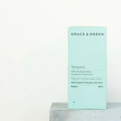 Tampoane cu aplicator din bumbac organic 100% biodegradabile Normal (16 buc), Grace and Green